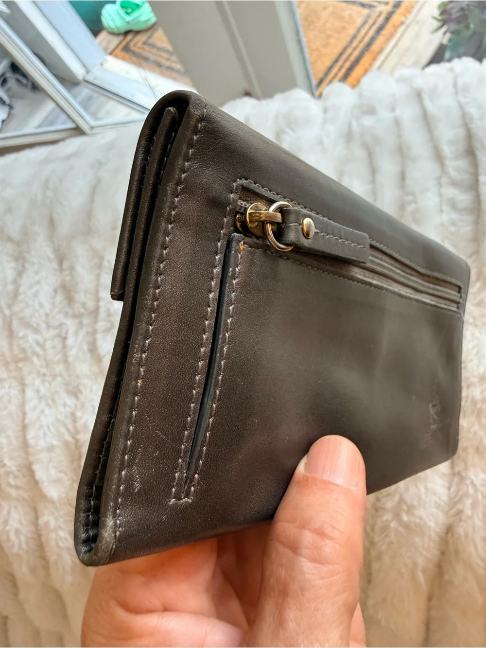 Tusk Leather Continental Wallet gray